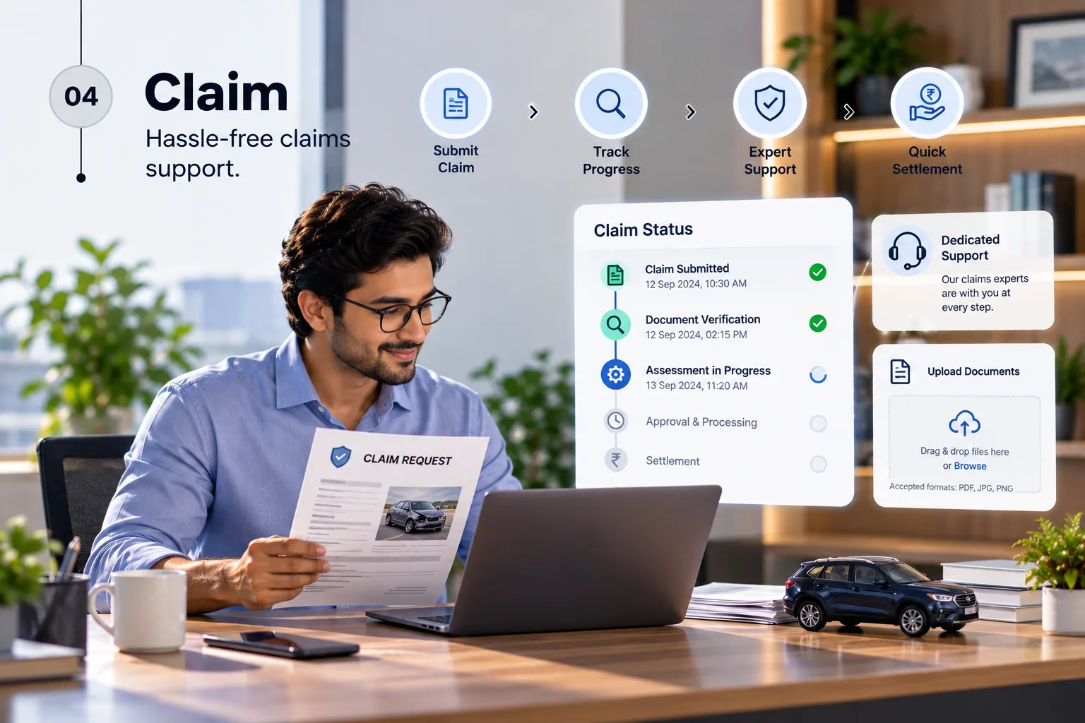 Hassle-free digital claims support
