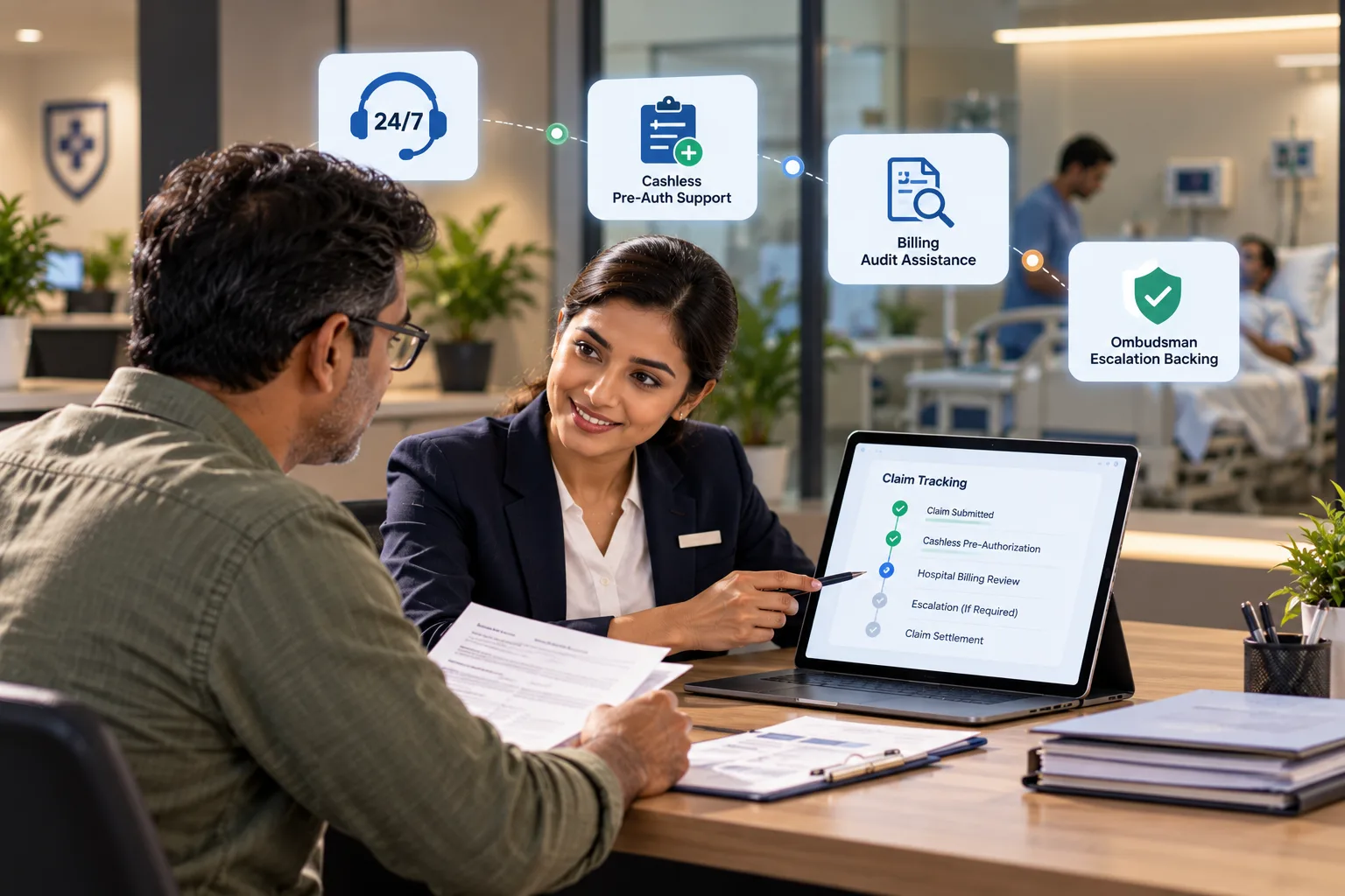 An Advisor guiding a family through the claims process