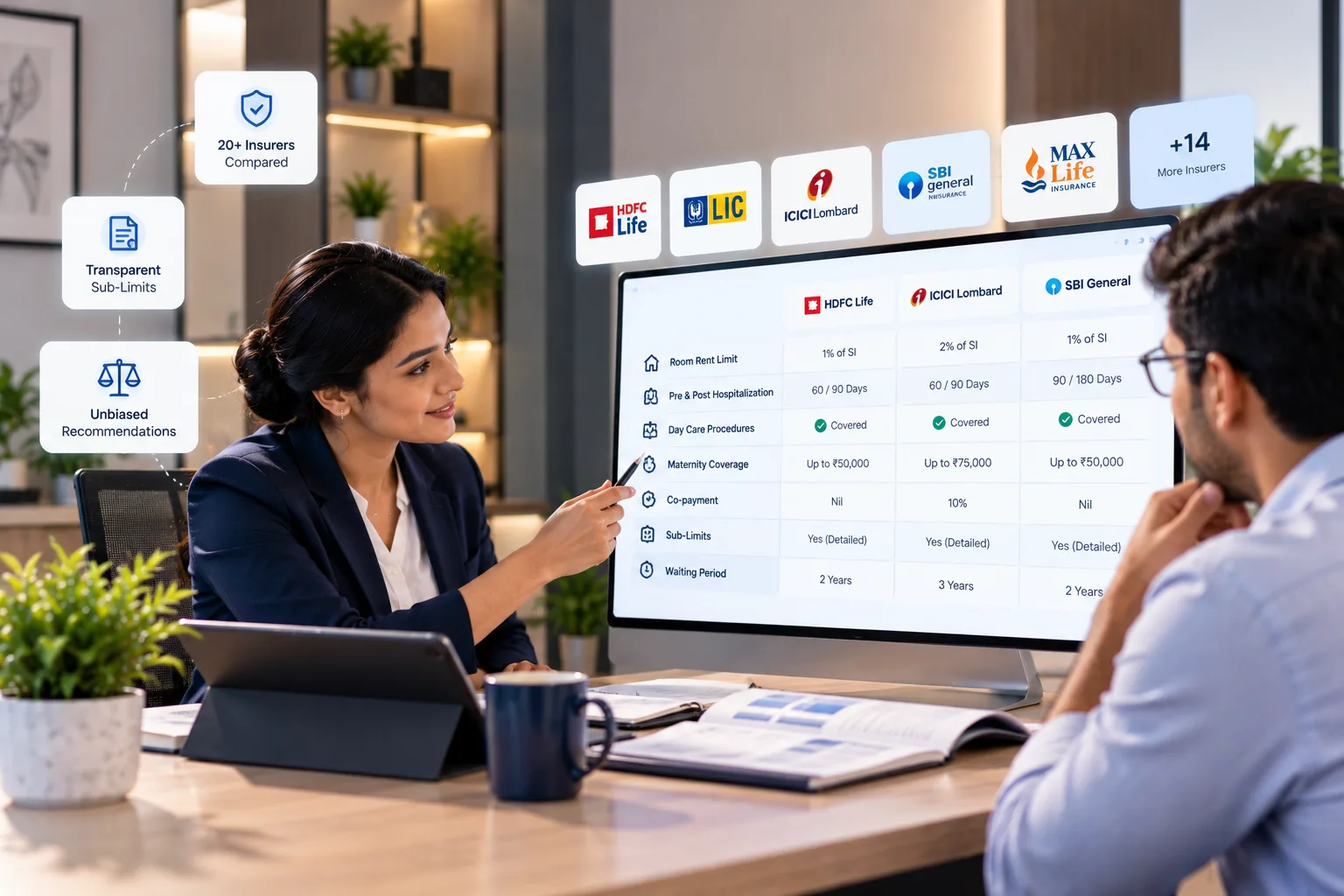 Advisors reviewing comparison reports